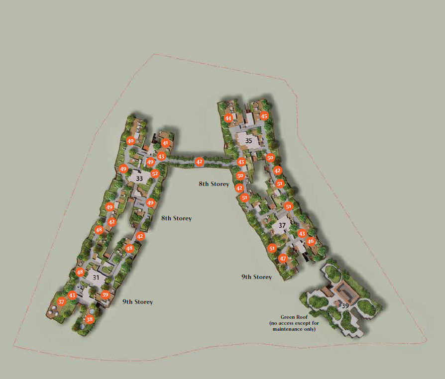 Site plan 2 – sky terraces at 8th and 9th storey